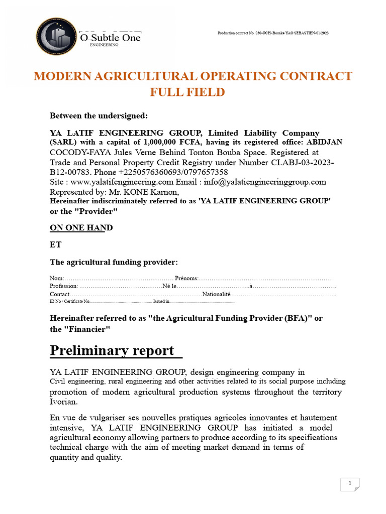 Full Field Production Contract | PDF