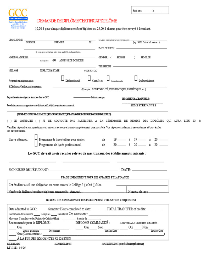 Demande de diplôme et certificat étudiant | PDF