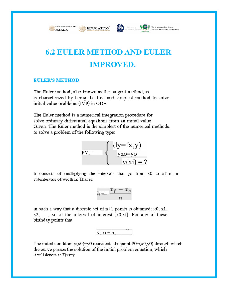 Euler and Improved Euler Methods | PDF