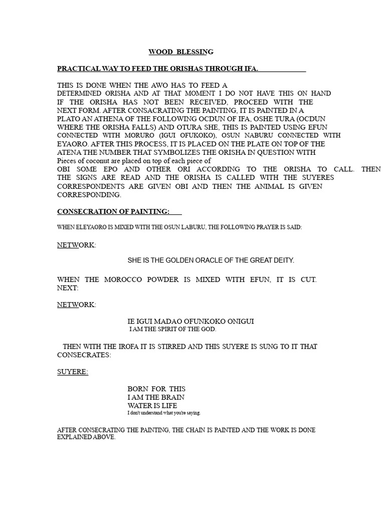Wood Blessing Rituals for Orishas | PDF | Santería