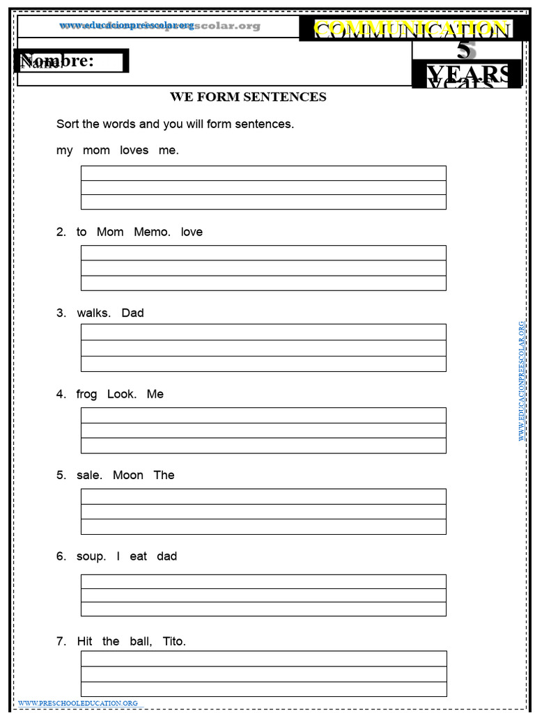 Forming Sentences For 5-Year-Old Children | PDF