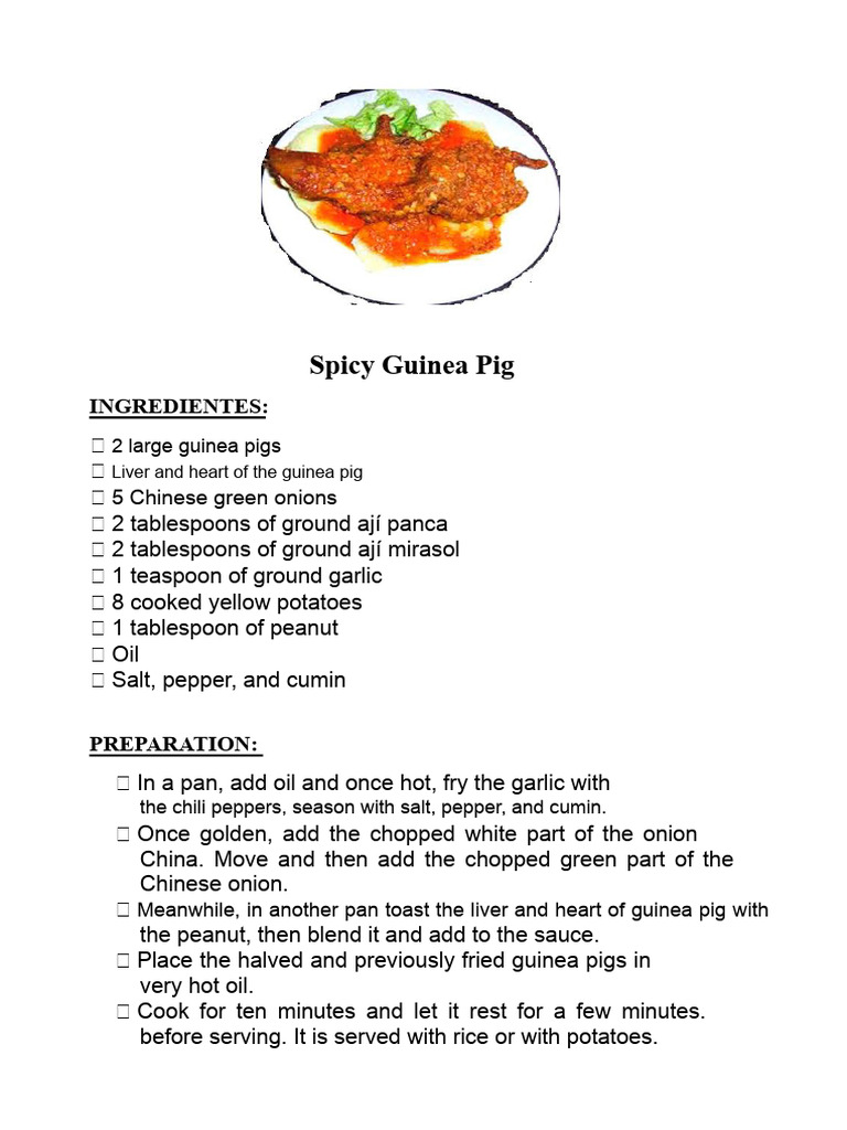 Spicy Guinea Pig and Pork Cracklings | PDF | Pork | Sauce