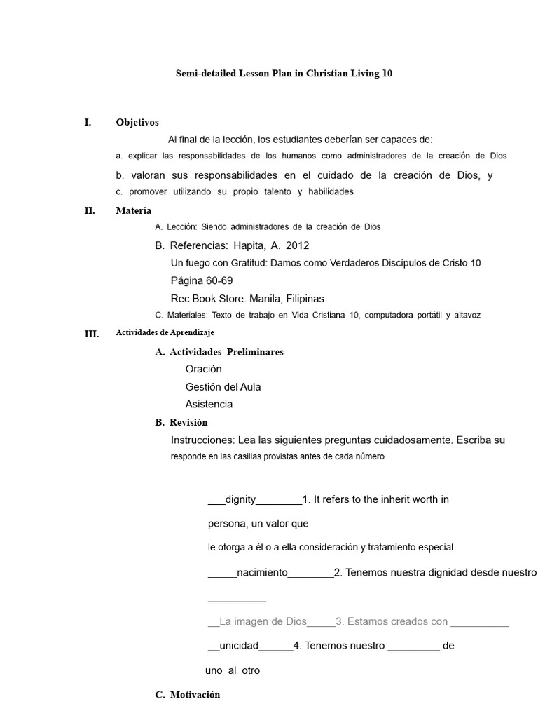 Plan de Lección en Educación en Valores | PDF