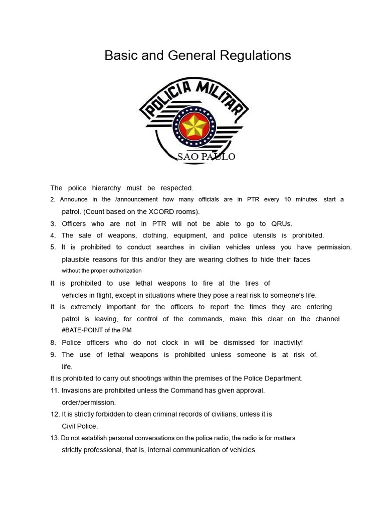 Police Regulations and Communication Protocols | PDF | Police | Risk