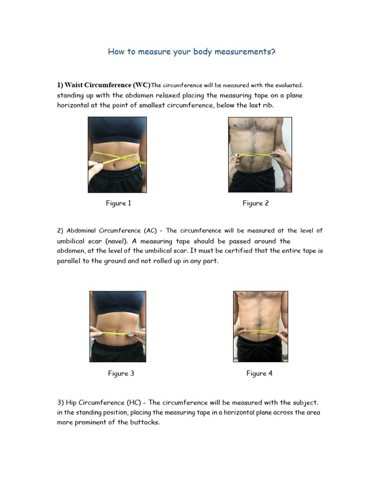 Body Measurement Guide: Waist, Abdominal, Hip | PDF