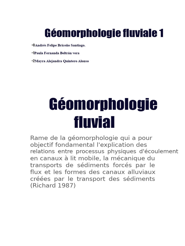 Introduction à la géomorphologie fluviale | PDF | Érosion | Sédiment
