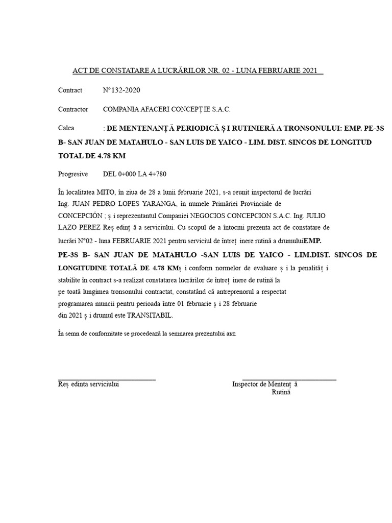 Model de Acta de Constatare A Lucrărilor | PDF