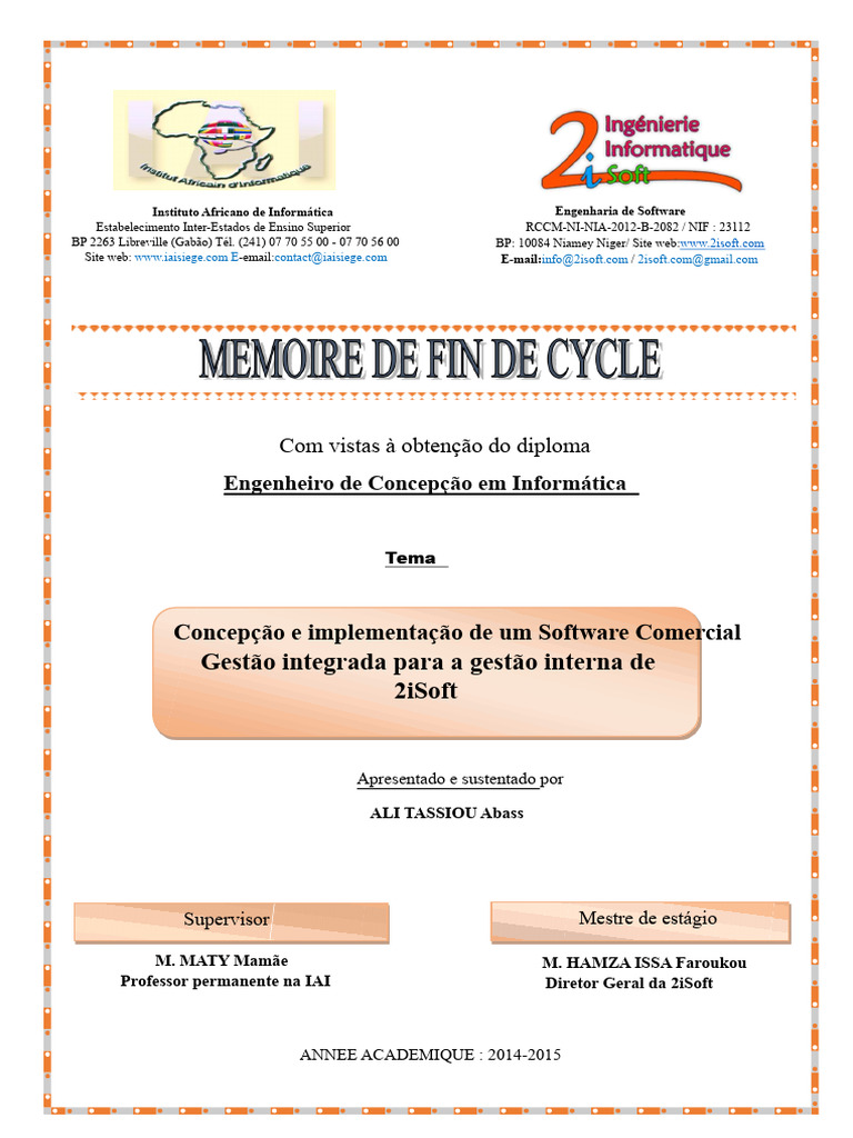 Memória de Fim de Ciclo de Engenharia Informática Tema Gestão Comercial ...