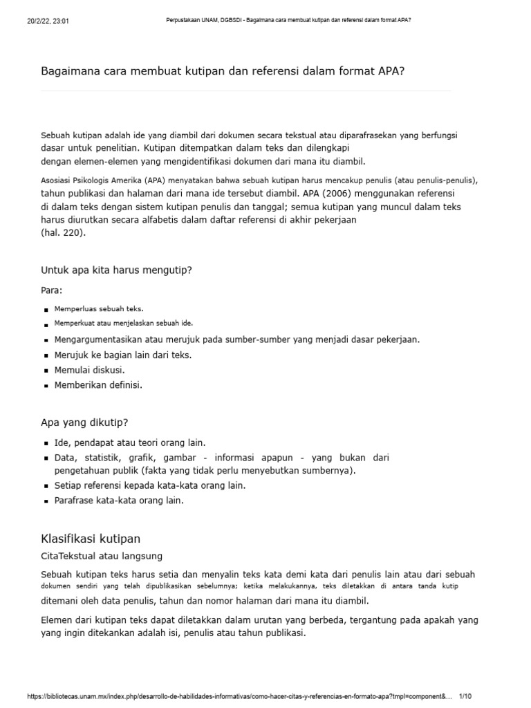 Panduan Kutipan dan Referensi APA | PDF