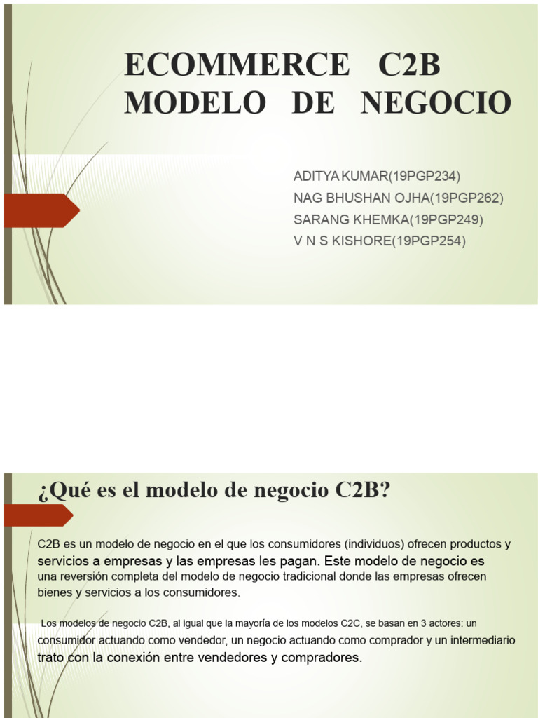 Modelo de Negocio de Ecommerce C2B | PDF | Comercio electrónico ...