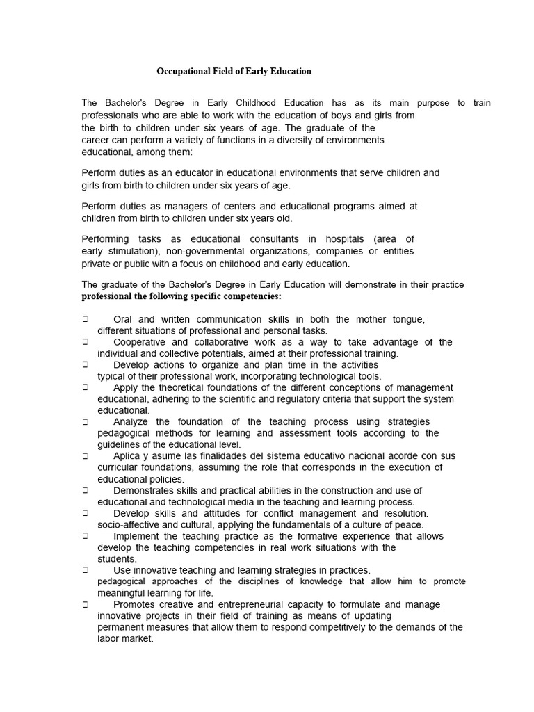 Early Childhood Education Degree Overview | PDF | Pedagogy | Curriculum