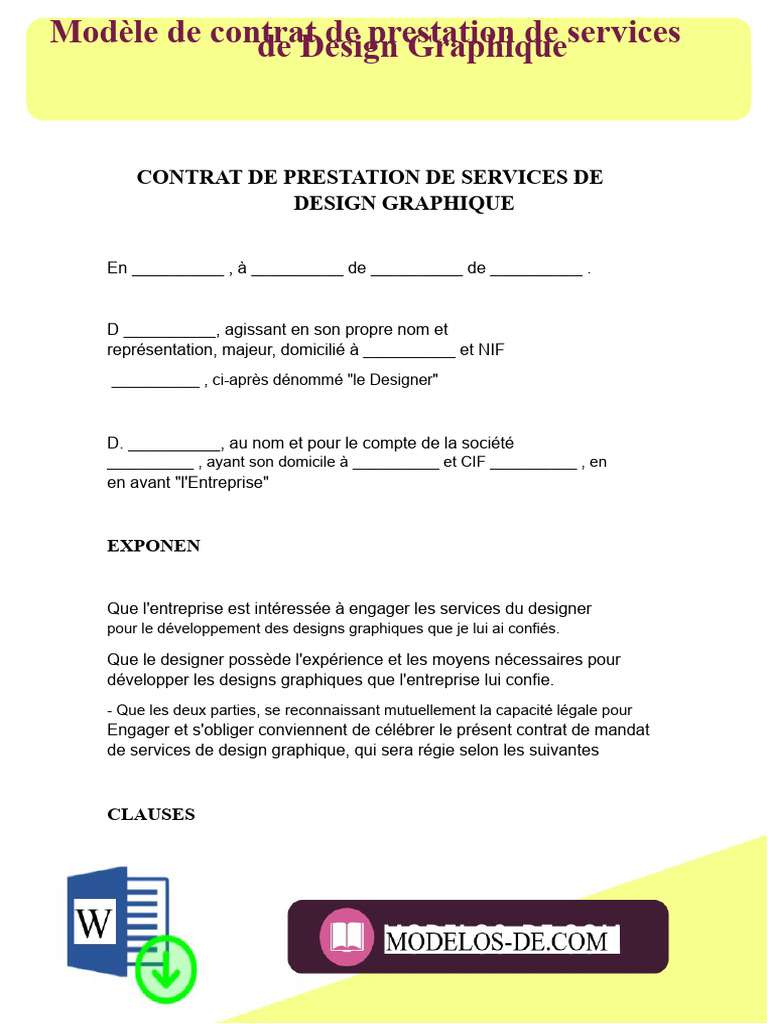 Modèle de contrat de design graphique | PDF | Conception | Business