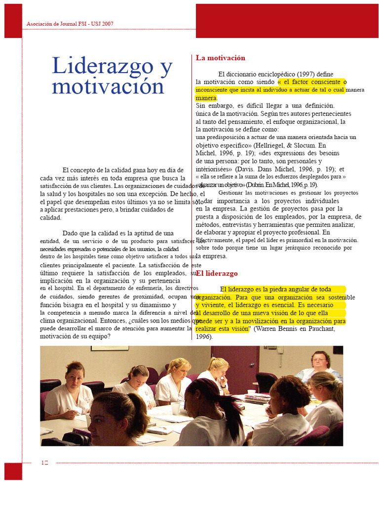 Estrategias de Motivación en Liderazgo Hospitalario | PDF | Motivación ...