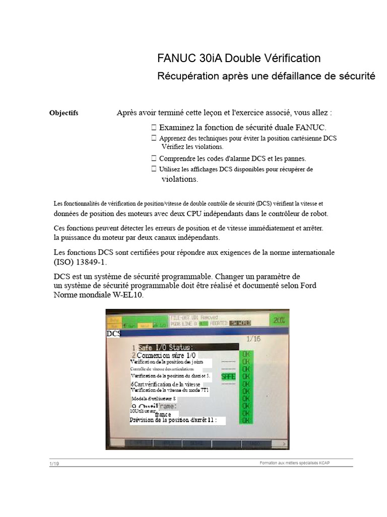 Récupération Sécurisée FANUC 30iA DCS | PDF | Sécurité | Programme ...