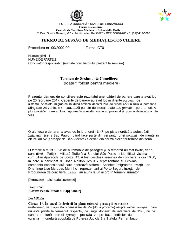 Model de Act de Sesizare A Medierii Conciliere | PDF