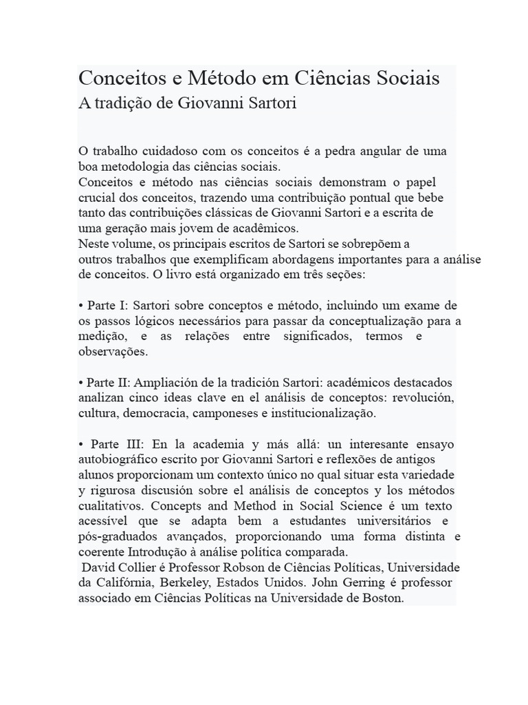 Análise de Conceitos em Ciências Sociais | PDF | Science | Método ...