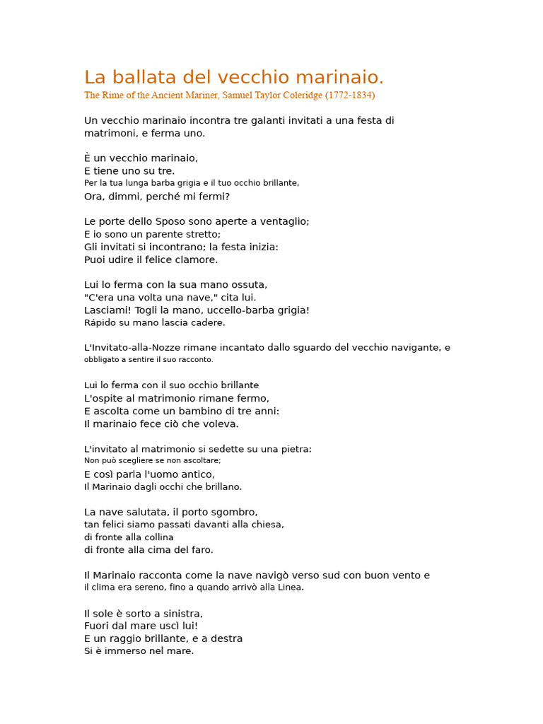 La Ballata Del Vecchio Marinaio | PDF