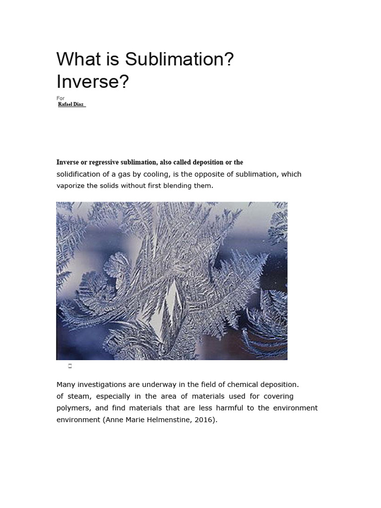 Understanding Inverse Sublimation Process | PDF | Chemical Vapor ...