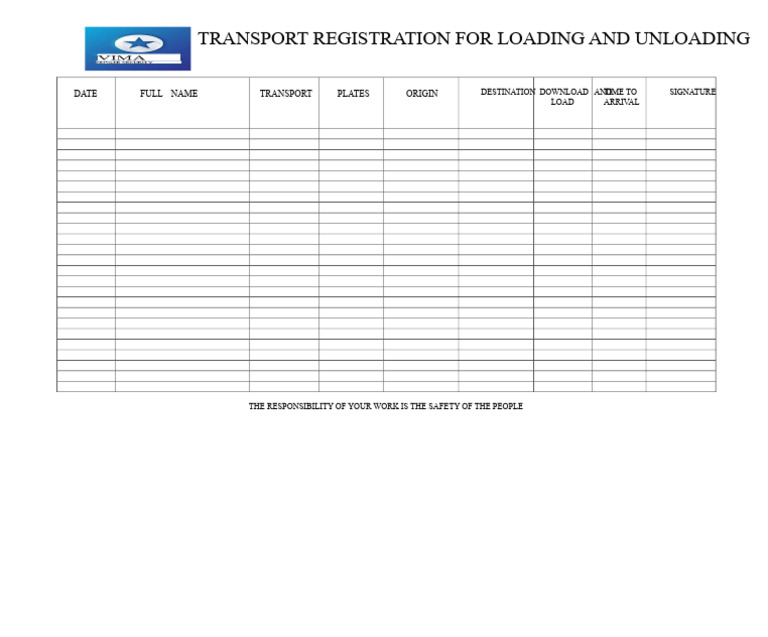 Loading and Unloading Transport Register | PDF
