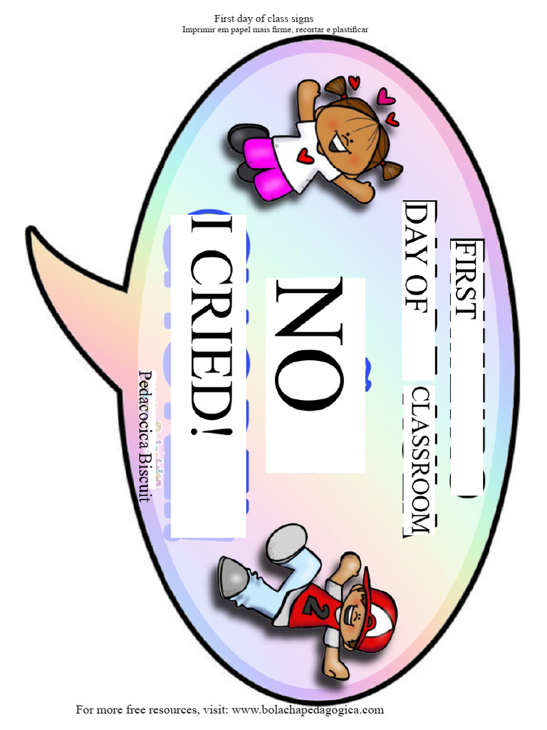 Signs First Day of Class Pedagogical Biscuit (1) | PDF