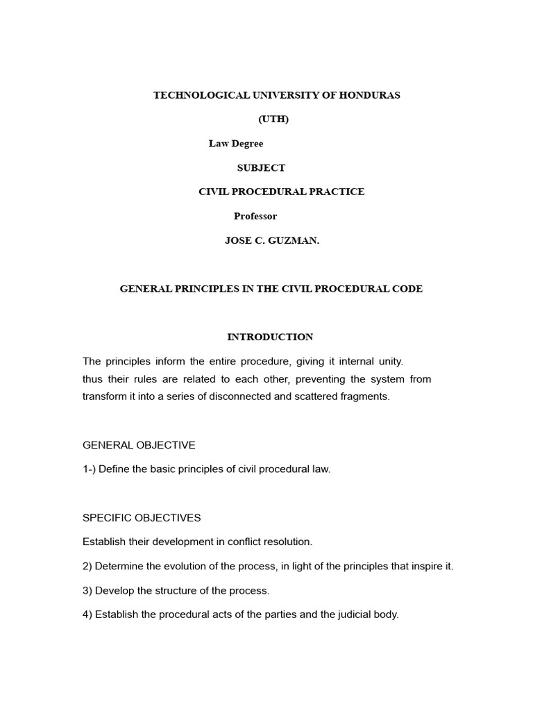 General Principles of The Civil Procedural Code Jcguzman 20-05-20 | PDF ...