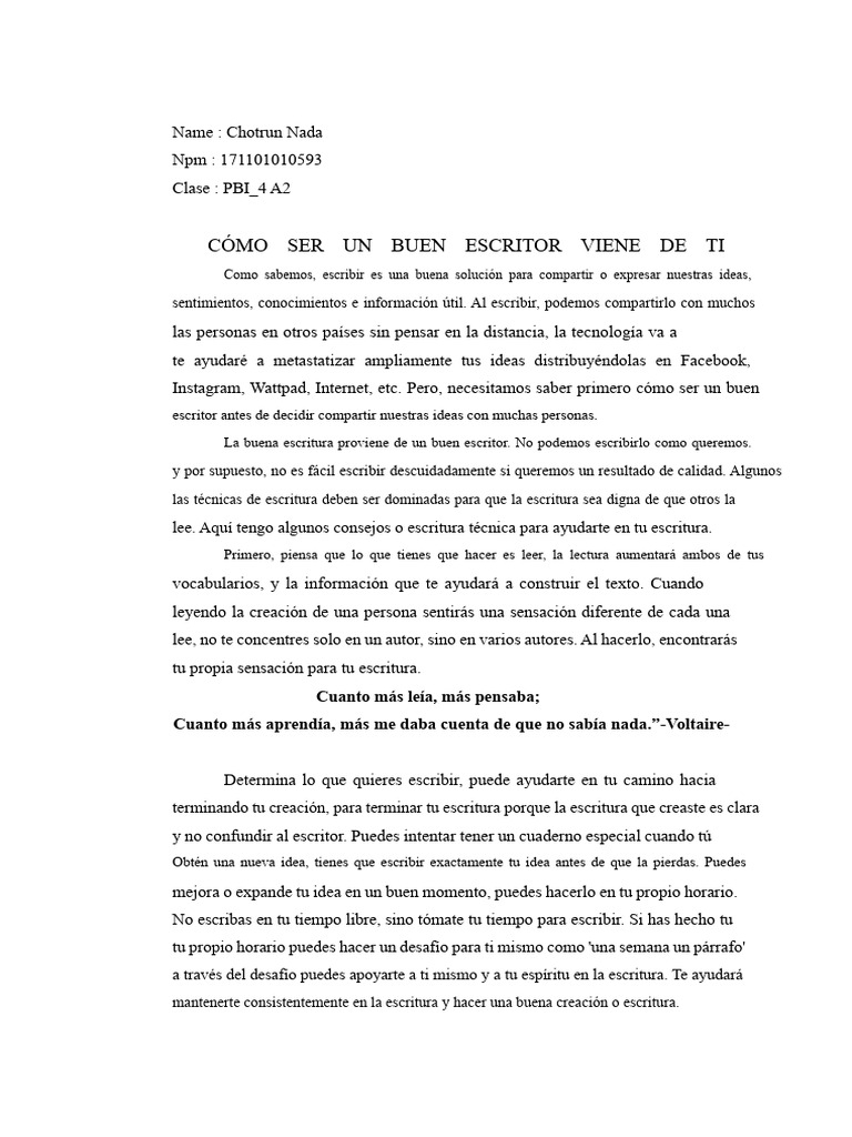 Consejos para Ser un Buen Escritor | PDF | Escritores