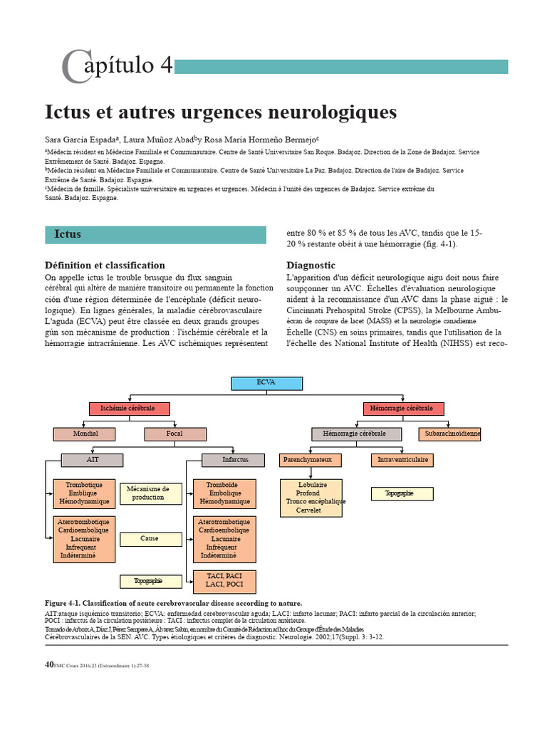 Ictus : Diagnostic et Classification | PDF | Accident vasculaire ...
