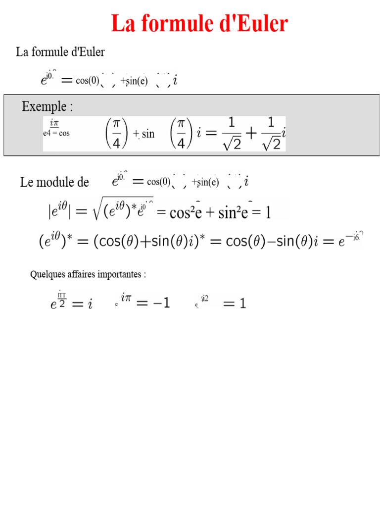 Comprendre la formule d'Euler et ses applications | PDF | Nombre ...