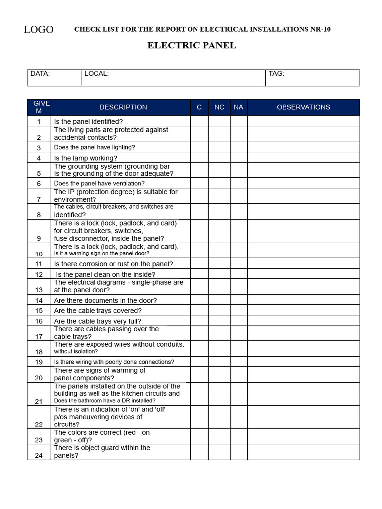 NR-10 Electrical Installation Checklist | PDF
