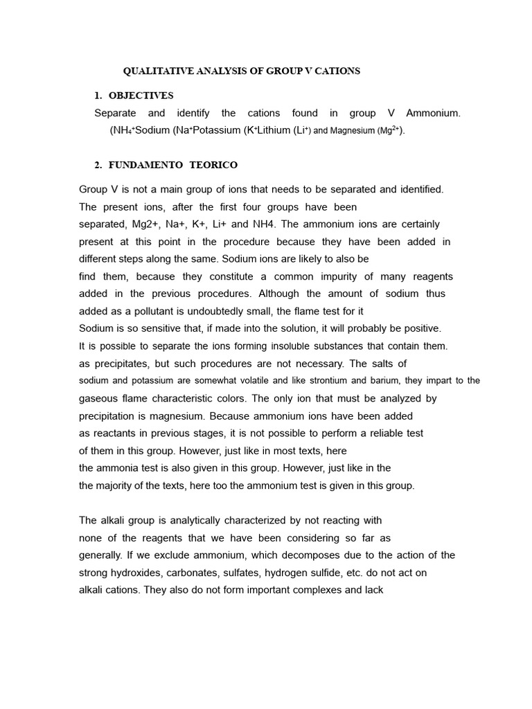 Group V Cations: Qualitative Analysis Guide | PDF | Ammonium ...