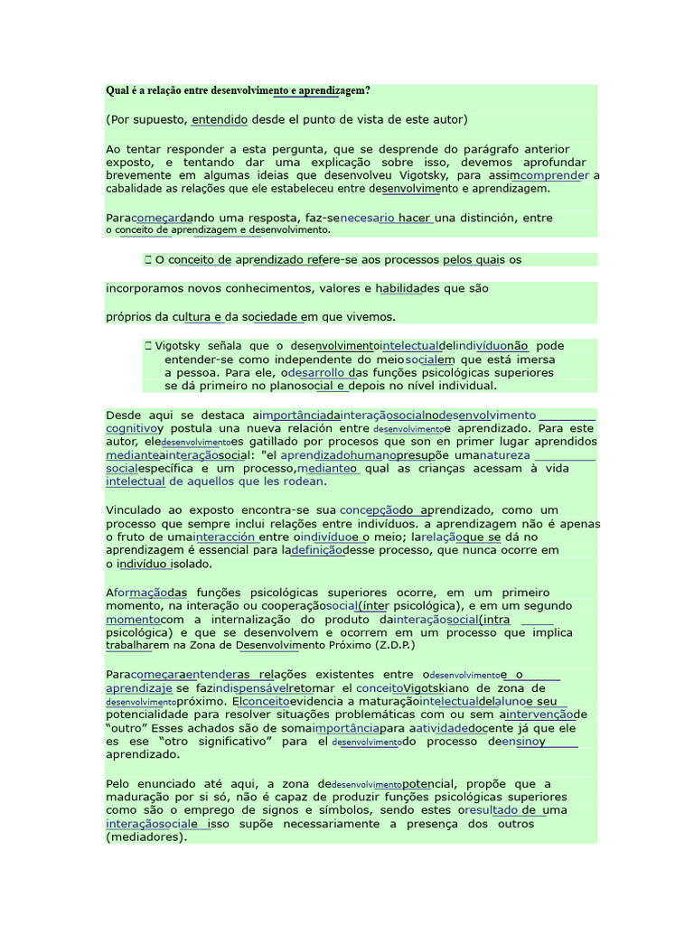 Vygotsky: Desenvolvimento e Aprendizagem | PDF | Aprendizado | Psicologia