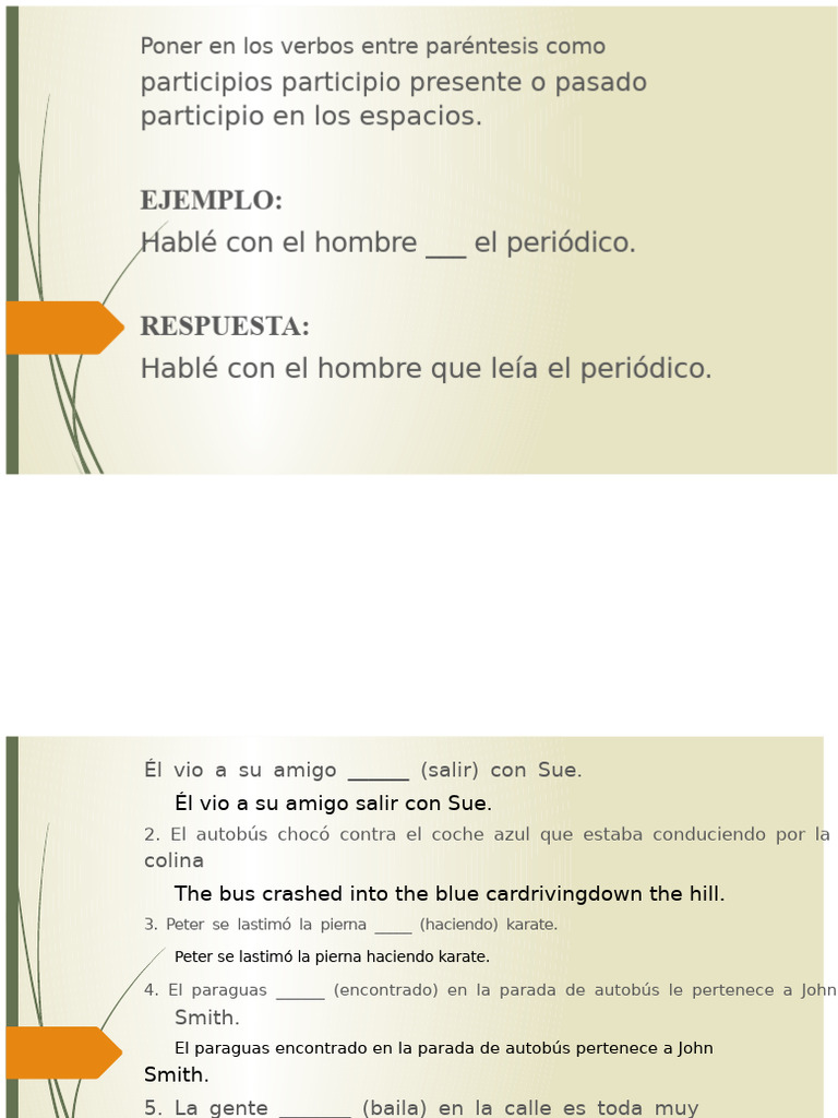 Ejercicios de Participios en Español | PDF