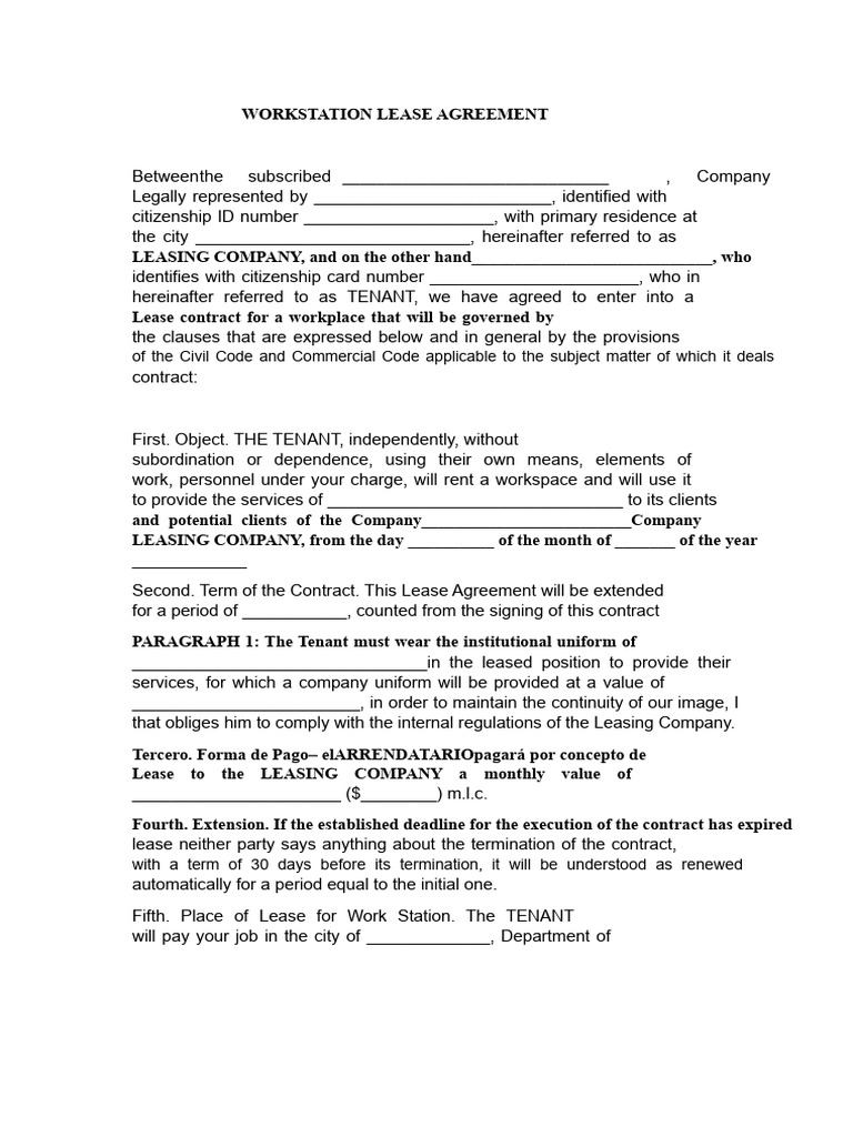 Rental Agreement For Workstation | PDF | Lease | Leasehold Estate