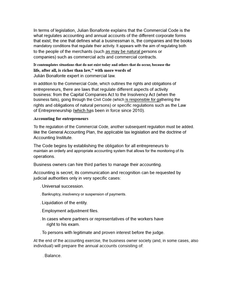 Understanding the Commercial Code and Accounting | PDF