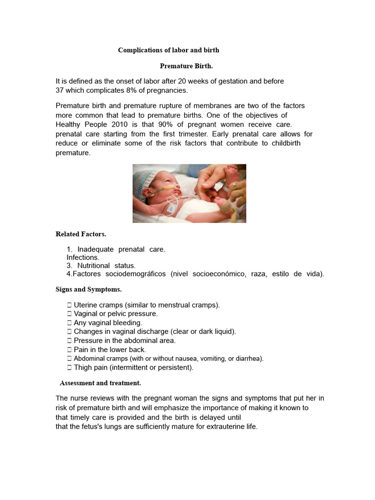 Labor and Birth Complications Overview | PDF | Childbirth | Preterm Birth