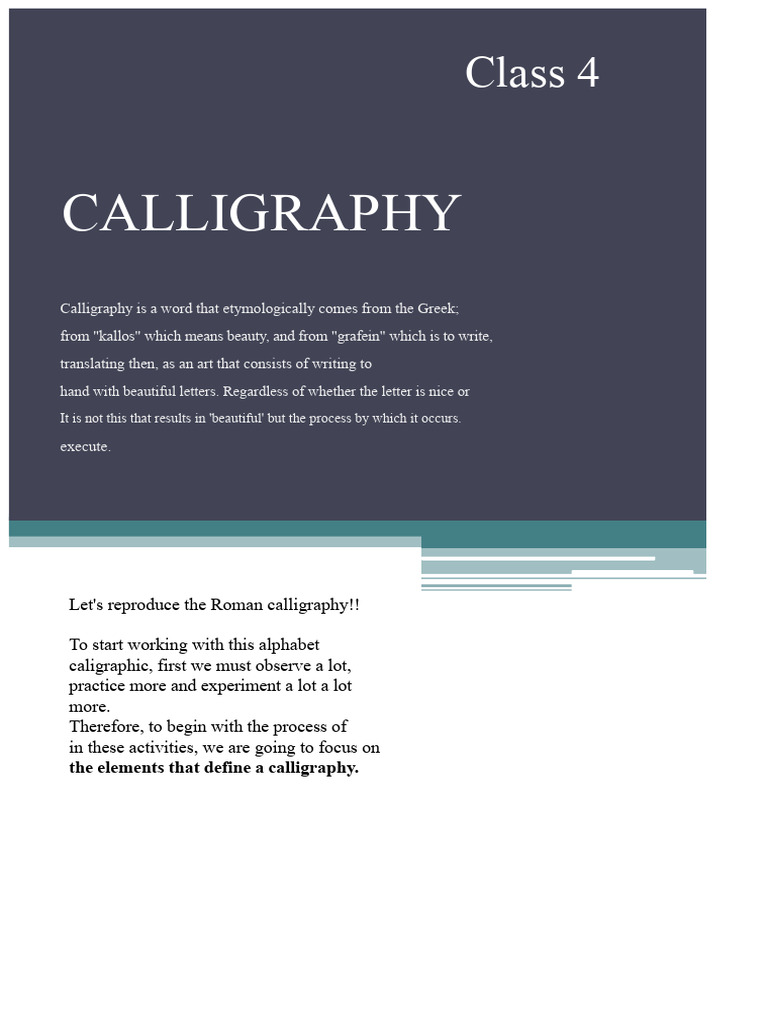 CLASS4_Calligraphy_BOOKISH | PDF | Calligraphy | Writing