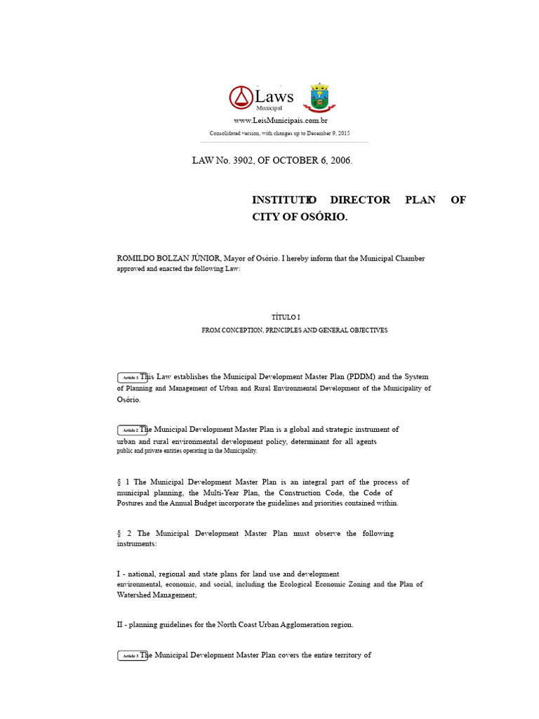 Osório Municipal Development Master Plan | PDF | Zoning | City