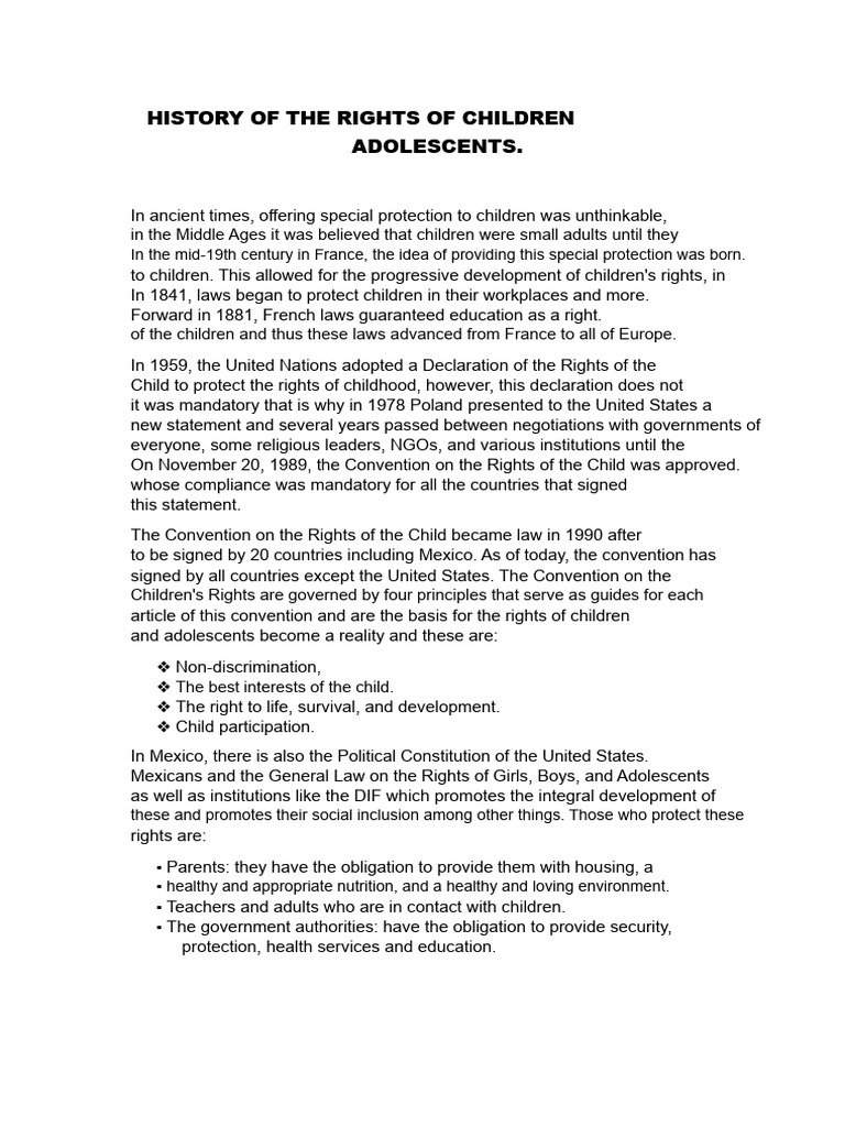 Evolution of Children's Rights History | PDF | Children's Rights ...