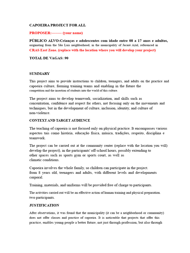 Copy of 02 CAPOEIRA MODEL PROJECT | PDF