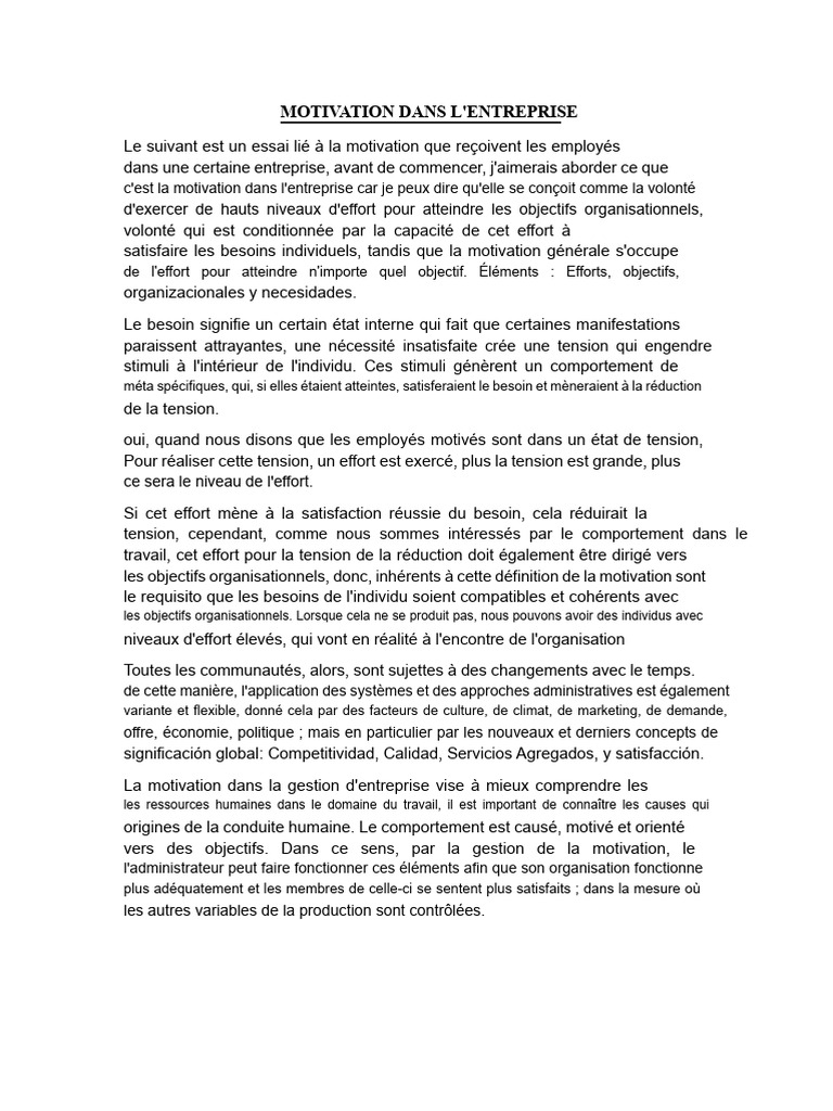 Comprendre la motivation en entreprise | PDF | Motivation | Motivant
