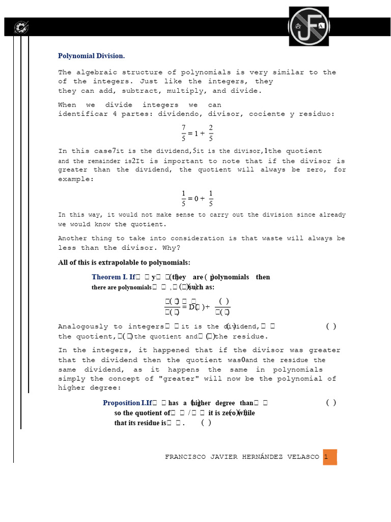Polynomial Division Techniques Explained | PDF | Division (Mathematics ...