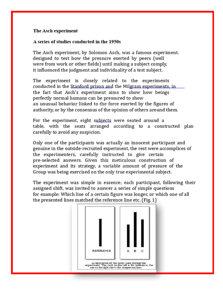 The Asch Experiment: Peer Pressure Effects | PDF | Conformity | Adolescence