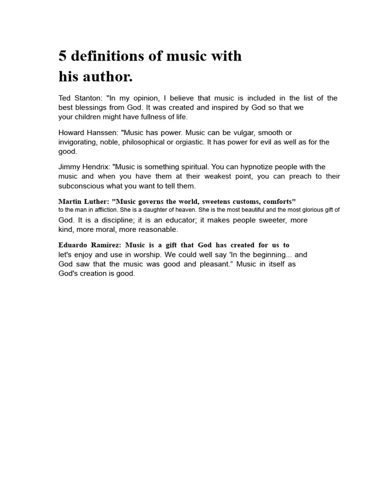 5 Definitions of Music With Their Author | PDF
