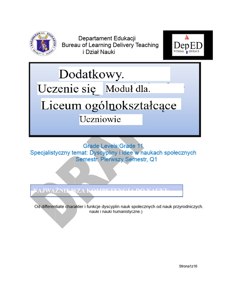 Ostateczny Moduł DEPED MELC Tydzień 1 DISS | PDF