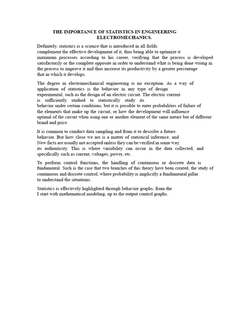 Statistics in Electromechanical Engineering | PDF