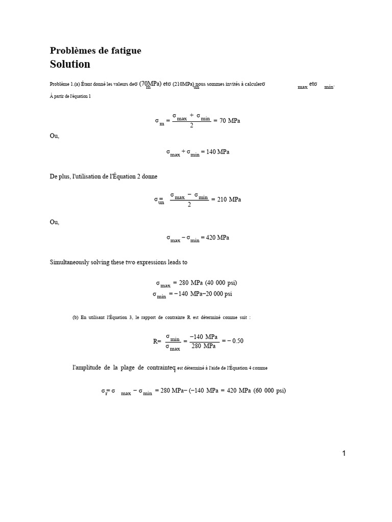 Calculs de fatigue et fluage des matériaux | PDF | Fatigue (matériau ...