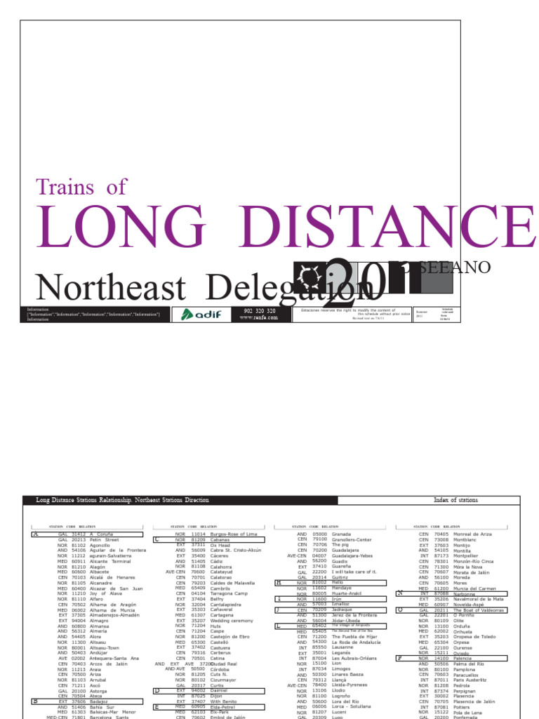 Northeast Long-Distance Train Schedule | PDF | Train | Rail Transport