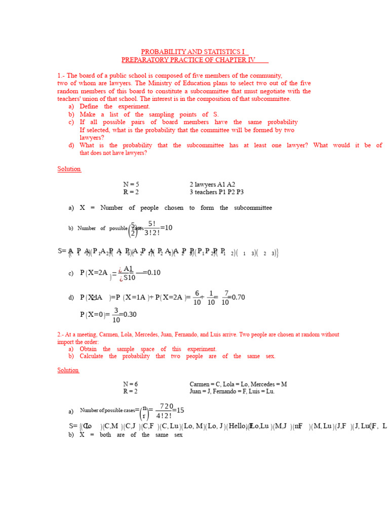 Probability and Statistics Practice Problems | PDF | Statistics ...