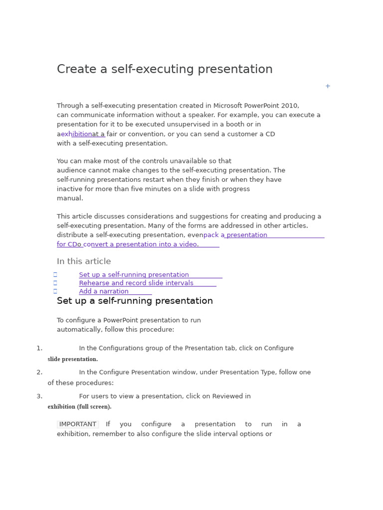 Create a Self-Executing PowerPoint | PDF | Microsoft Power Point | Software