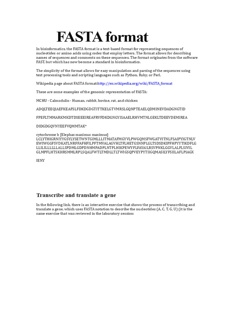 Understanding FASTA Format in Bioinformatics | PDF